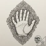 A linework tattoo of the iron fist glowing ha… – tattoo sketch (№1751947510_0, 08.07.2025 04:05) — tattoovalue.net