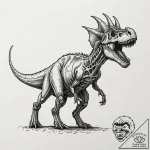 Dinosaur skeleton (t-rex, triceratops), tatto… – tattoo sketch (№1751947594_0, 08.07.2025 04:06) — tattoovalue.net