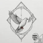 Dove, tattoo drawing outline, moderately deta… – tattoo sketch (№1751947678_0, 08.07.2025 04:07) — tattoovalue.net