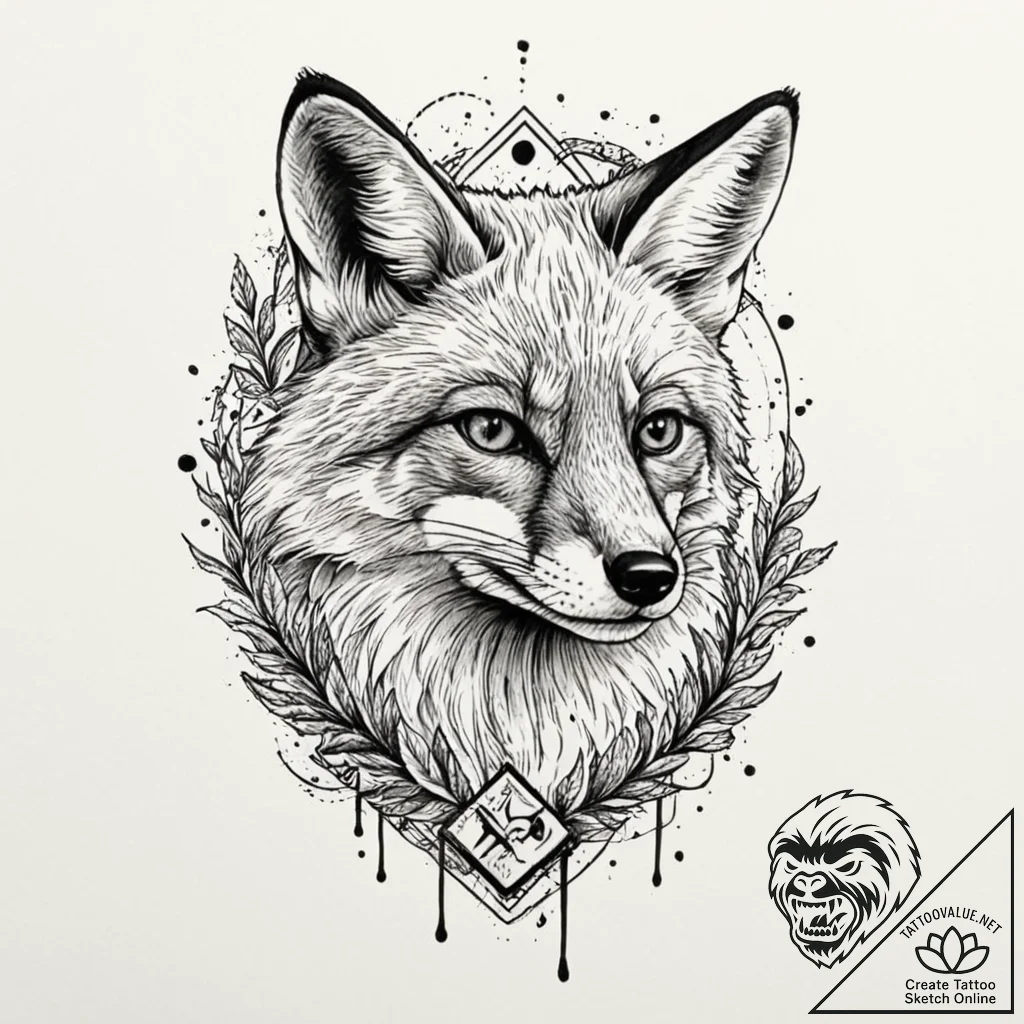 A linework tattoo of the fox that follows fle... - tattoo sketch (№1751948267_0, 08.07.2025 04:17) — tattoovalue.net