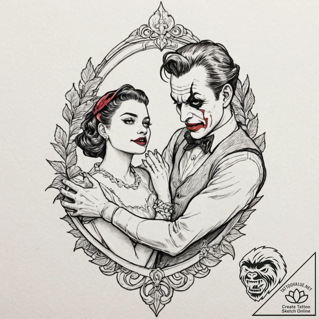 A sketch of the "interrogation" scene between... - tattoo sketch (№1751948435_0, 08.07.2025 04:20) — tattoovalue.net