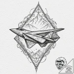 A minimalist tattoo of the paper airplane fro… – tattoo sketch (№1751948518_0, 08.07.2025 04:21) — tattoovalue.net