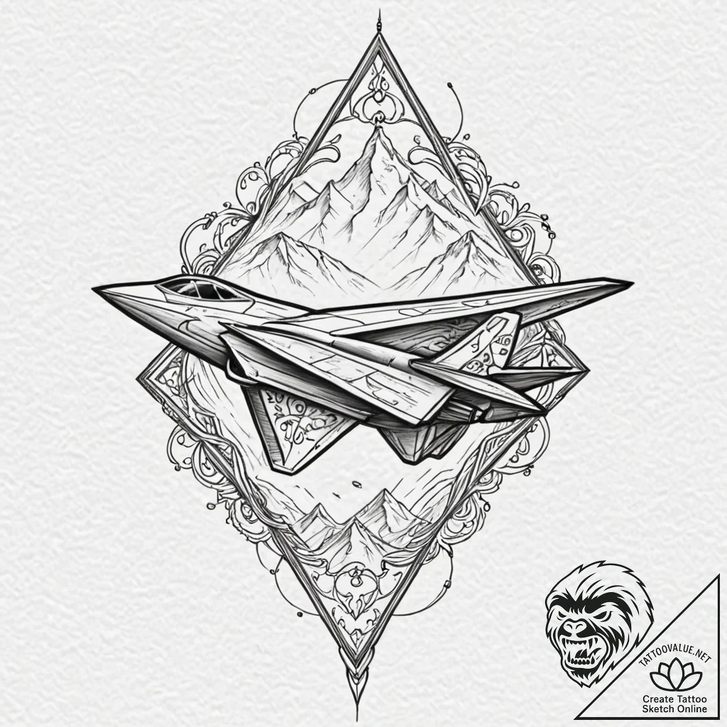 A minimalist tattoo of the paper airplane fro... - tattoo sketch (№1751948518_0, 08.07.2025 04:21) — tattoovalue.net