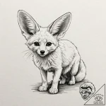 A fennec fox with large ears, tattoo drawing… – tattoo sketch (№1751948602_0, 08.07.2025 04:23) — tattoovalue.net