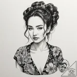 A neo-traditional tattoo of villanelle from k… – tattoo sketch (№1751948937_0, 08.07.2025 04:28) — tattoovalue.net