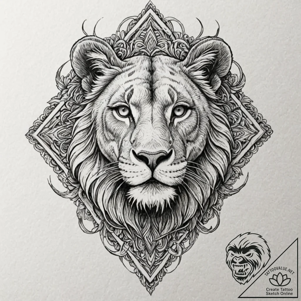 Lioness, concept art for tattoo, detailed cro... - tattoo sketch (№1751949021_0, 08.07.2025 04:30) — tattoovalue.net