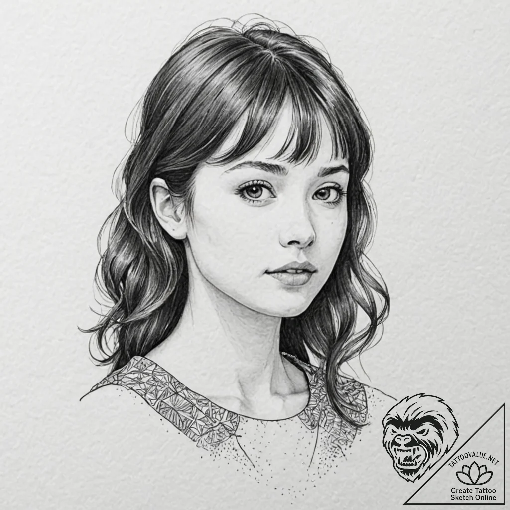 A linework tattoo of the "perfect girl" from... - tattoo sketch (№1751949358_0, 08.07.2025 04:35) — tattoovalue.net