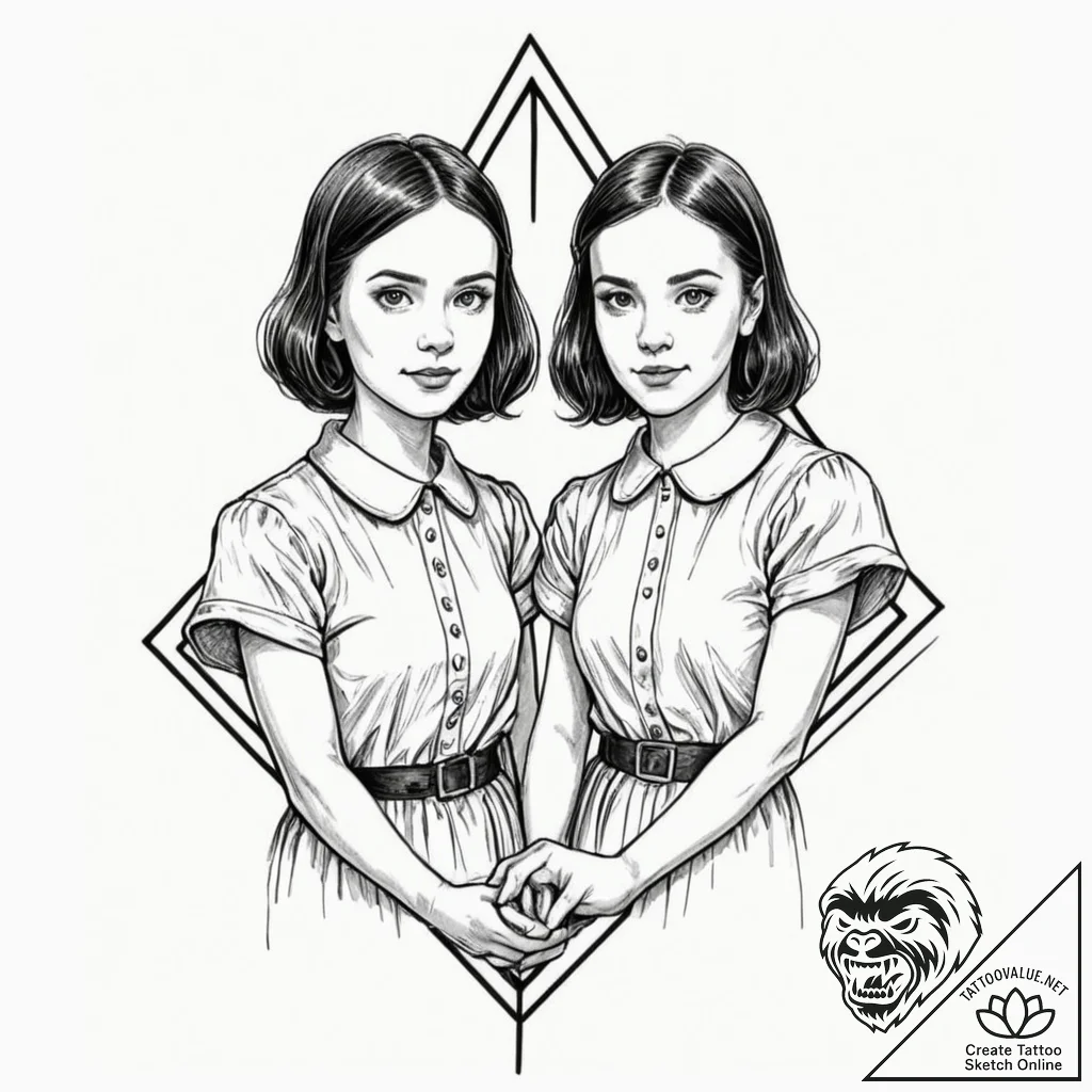 A neo-traditional tattoo of the grady twins f... - tattoo sketch (№1751949442_0, 08.07.2025 04:37) — tattoovalue.net