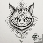 Cheshire cat, tattoo sketch design, on textur… – tattoo sketch (№1751949947_0, 08.07.2025 04:45) — tattoovalue.net