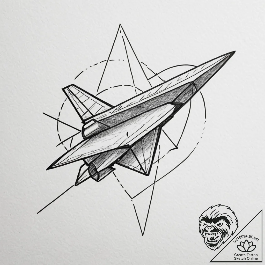A paper airplane turning into a real plane, a... - tattoo sketch (№1751950868_0, 08.07.2025 05:01) — tattoovalue.net