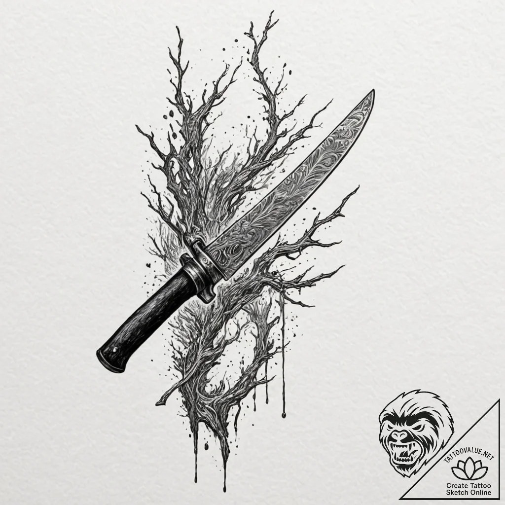The saw cleaver from bloodborne, artistic tat... - tattoo sketch (№1751950953_0, 08.07.2025 05:02) — tattoovalue.net