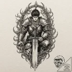 A graphic novel panel of guts from berserk, w… – tattoo sketch (№1751951289_0, 08.07.2025 05:08) — tattoovalue.net