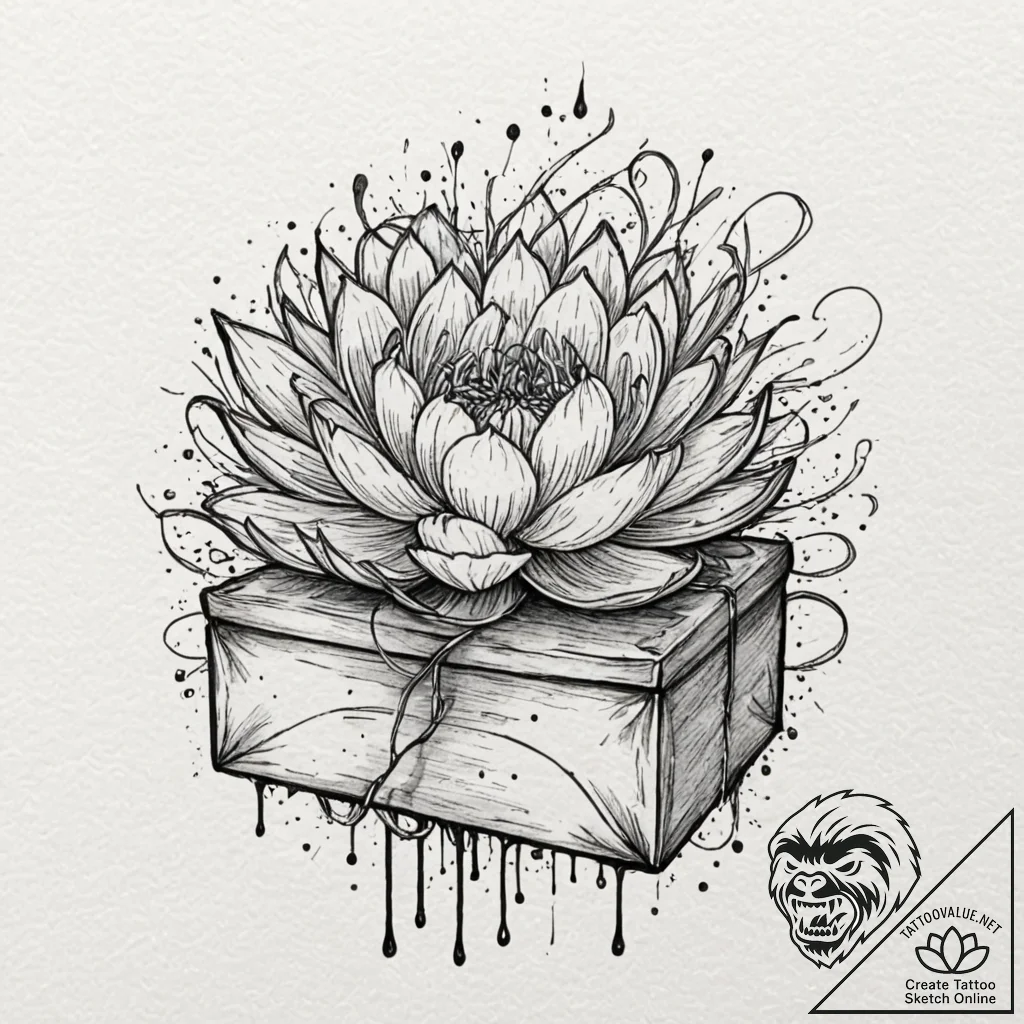 Linework tattoo of the gom jabbar and the box... - tattoo sketch (№1751951625_0, 08.07.2025 05:13) — tattoovalue.net