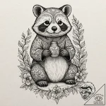 A tanuki with its sake bottle, tattoo drawing… – tattoo sketch (№1751951709_0, 08.07.2025 05:15) — tattoovalue.net