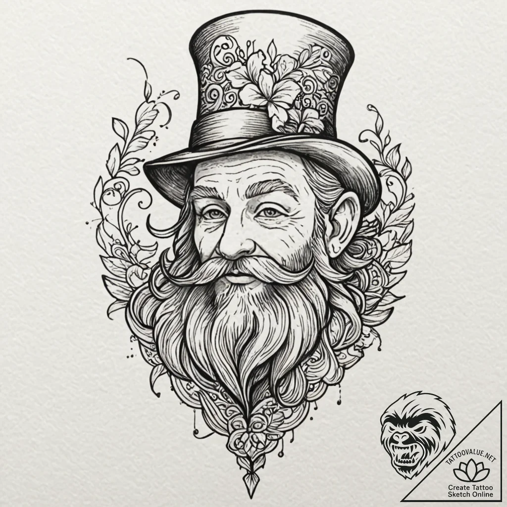 Leprechaun, tattoo flash sheet design, orname... - tattoo sketch (№1751951877_0, 08.07.2025 05:17) — tattoovalue.net