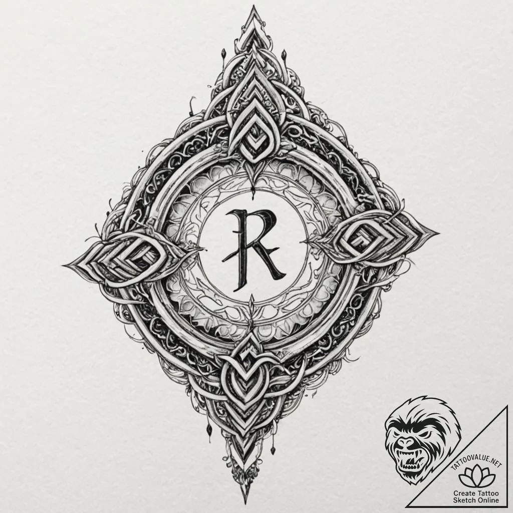 The great rune from elden ring, artistic tatt... - tattoo sketch (№1751952212_0, 08.07.2025 05:23) — tattoovalue.net
