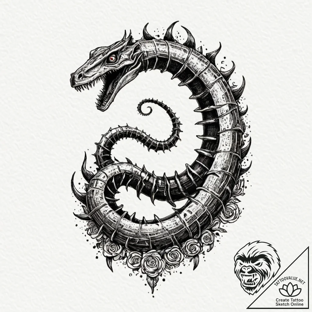 A sketch of the sandworm from beetlejuice,, i... - tattoo sketch (№1751952548_0, 08.07.2025 05:29) — tattoovalue.net