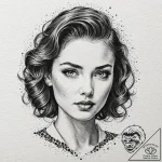 Neo-traditional portrait of rachael, with her… – tattoo sketch (№1751952716_0, 08.07.2025 05:31) — tattoovalue.net