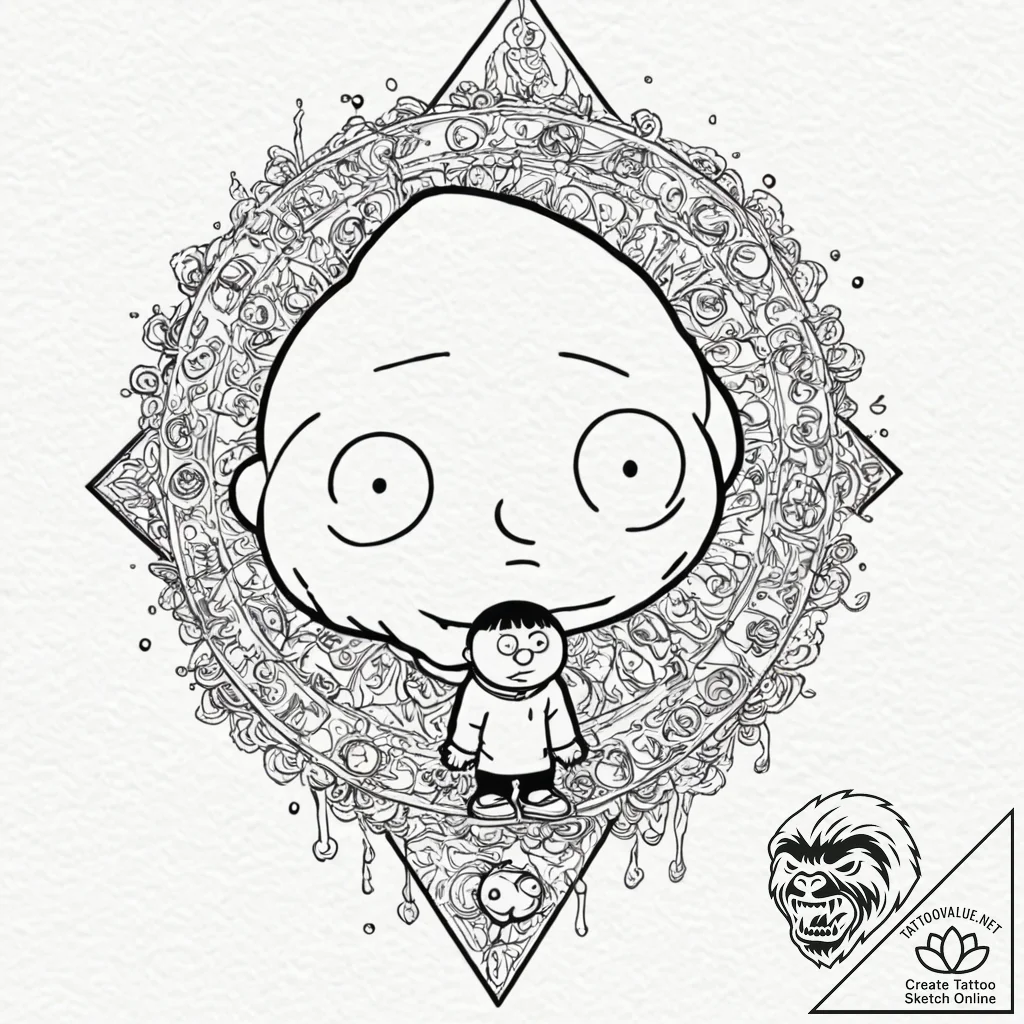 A graphic novel panel of stewie and brian fro... - tattoo sketch (№1751952968_0, 08.07.2025 05:36) — tattoovalue.net