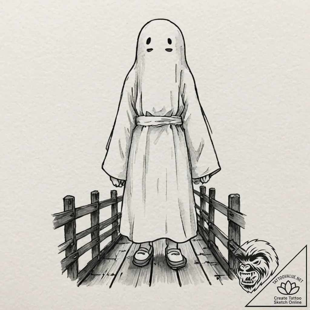 A watercolor tattoo of no-face (kaonashi) fro... - tattoo sketch (№1751953053_0, 08.07.2025 05:37) — tattoovalue.net