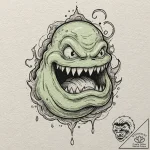A sketch of slimer the ghost,, tattoo line ar… – tattoo sketch (№1751954059_0, 08.07.2025 05:54) — tattoovalue.net