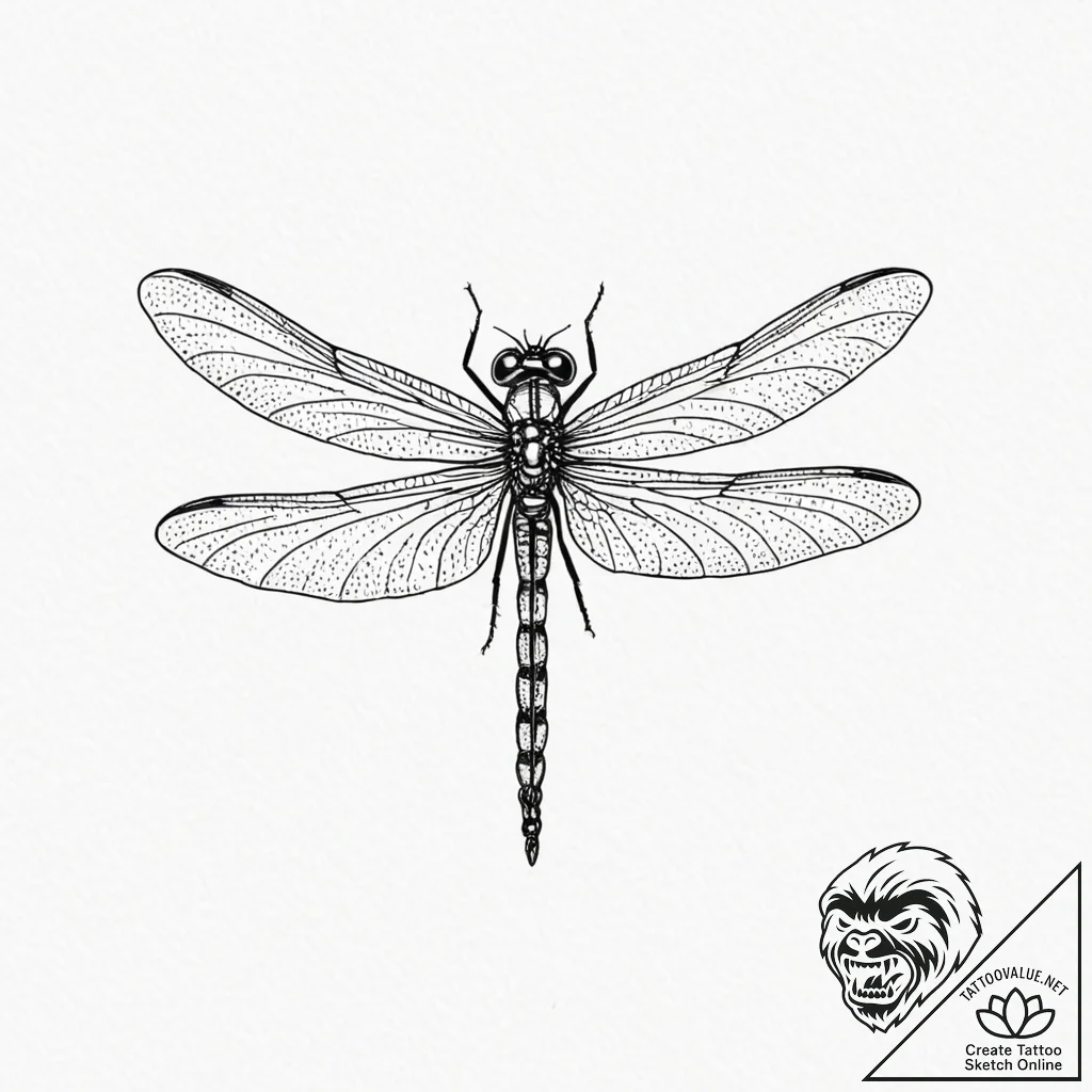 Dragonfly, tattoo drawing outline, minimalist... - tattoo sketch (№1751954645_0, 08.07.2025 06:04) — tattoovalue.net
