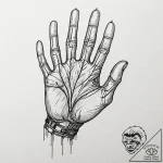 A hand with glowing circuit tattoos, artistic… – tattoo sketch (№1751954728_0, 08.07.2025 06:05) — tattoovalue.net