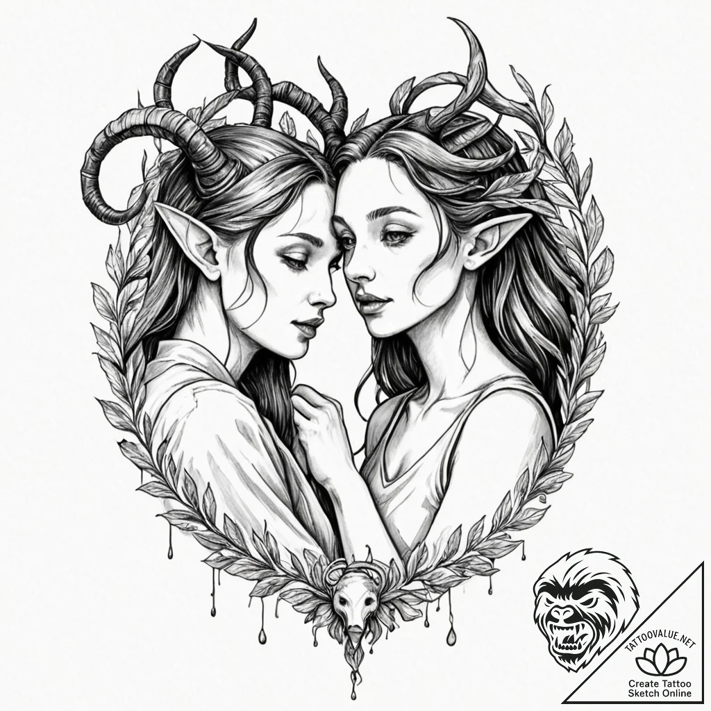 A neo-traditional tattoo of ofelia from pan's... - tattoo sketch (№1751955151_0, 08.07.2025 06:12) — tattoovalue.net