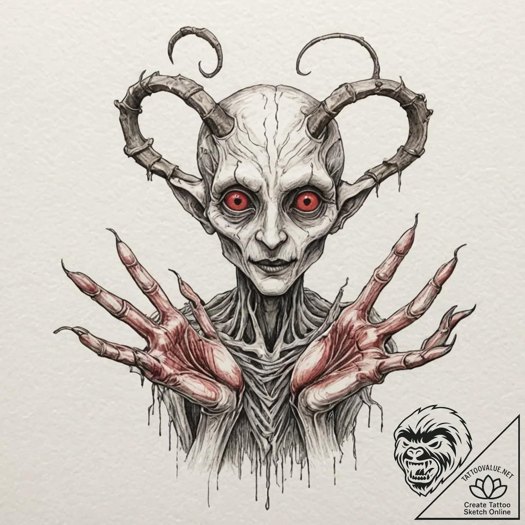 A sketch of the creature from pan's labyrinth... - tattoo sketch (№1751955235_0, 08.07.2025 06:13) — tattoovalue.net