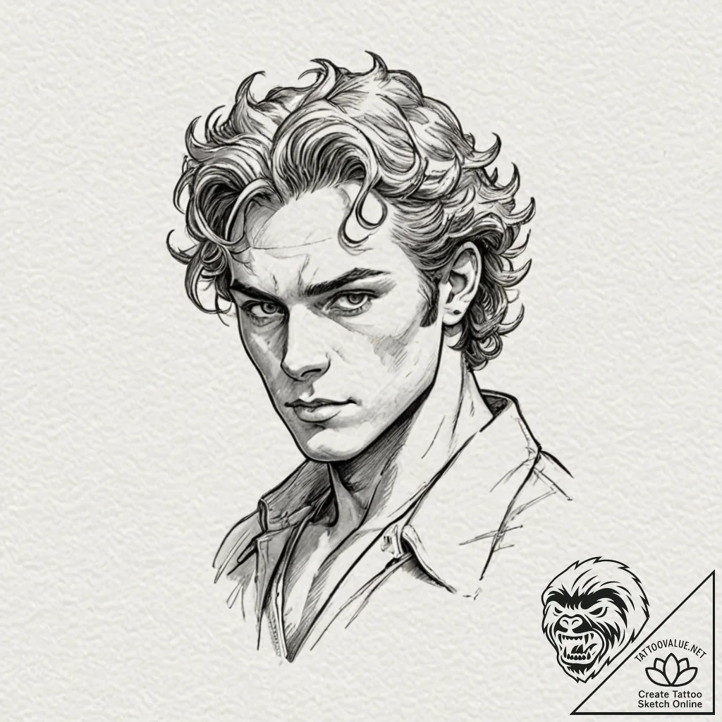 A sketch of dio brando from jojo's, "wryyyyy!... - tattoo sketch (№1751955402_0, 08.07.2025 06:16) — tattoovalue.net