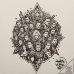A graphic novel panel of the “avengers assemb… – tattoo sketch (№1751955861_0, 08.07.2025 06:24) — tattoovalue.net