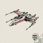 26. neo-traditional tattoo of an x-wing fight… – tattoo sketch (№1751956759_0, 08.07.2025 06:39) — tattoovalue.net