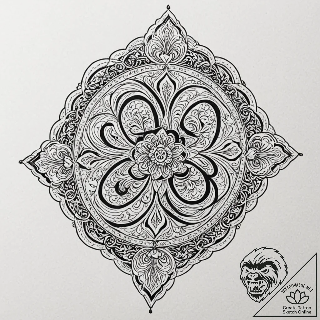 Monk, concept art for tattoo, ornamental tatt... - tattoo sketch (№1751956843_0, 08.07.2025 06:40) — tattoovalue.net