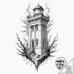 A neo-traditional design of the clock tower,… – tattoo sketch (№1751957349_0, 08.07.2025 06:49) — tattoovalue.net