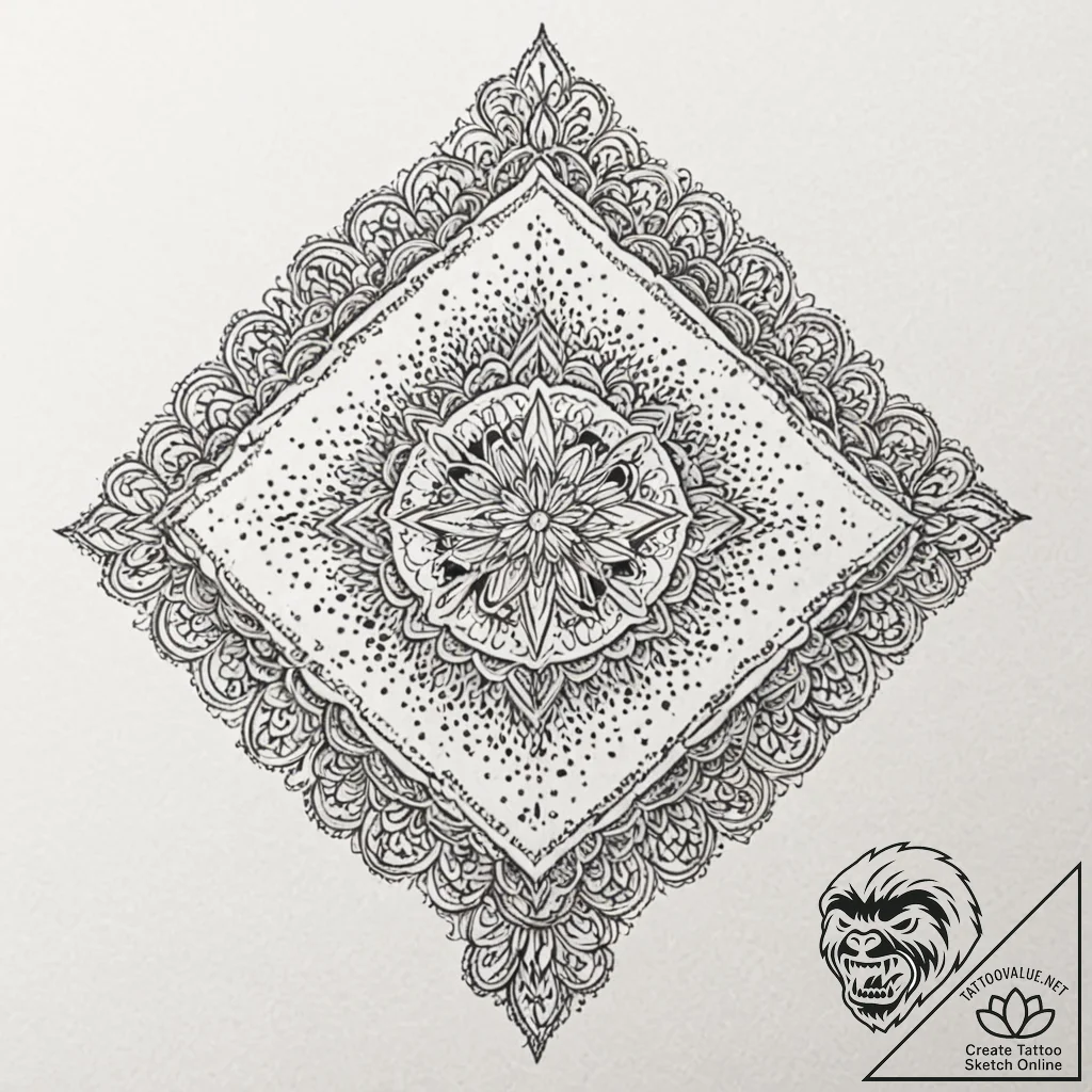Flag, concept art for tattoo, dotwork shading... - tattoo sketch (№1751958195_0, 08.07.2025 07:03) — tattoovalue.net