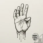 A linework tattoo of the iron fist glowing ha… – tattoo sketch (№1751958279_0, 08.07.2025 07:04) — tattoovalue.net