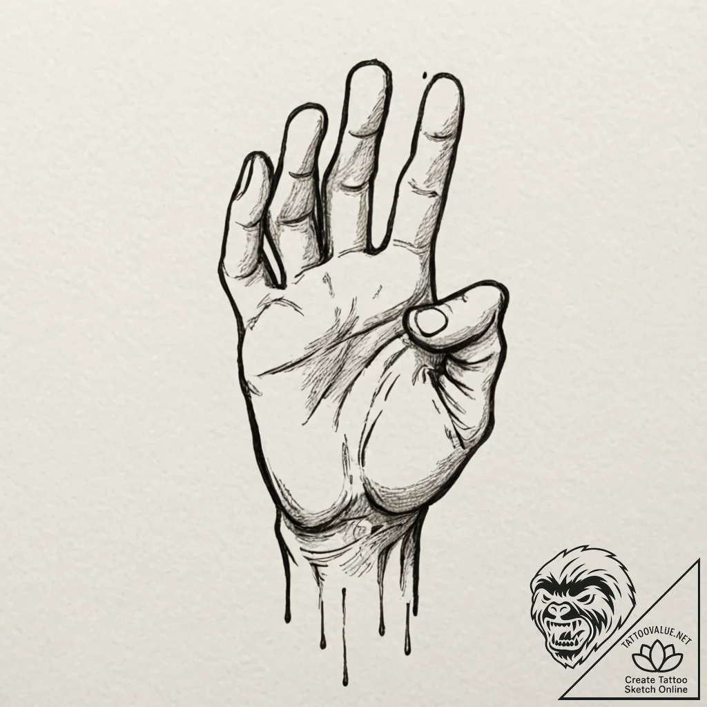 A linework tattoo of the iron fist glowing ha... - tattoo sketch (№1751958279_0, 08.07.2025 07:04) — tattoovalue.net