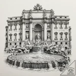 A sketch of the trevi fountain scene from la… – tattoo sketch (№1751958951_0, 08.07.2025 07:15) — tattoovalue.net