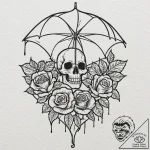 A linework tattoo of the umbrella symbol from… – tattoo sketch (№1751959119_0, 08.07.2025 07:18) — tattoovalue.net