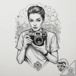 A sketch of the found-footage camera view, sh… – tattoo sketch (№1751959288_0, 08.07.2025 07:21) — tattoovalue.net