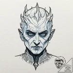 A dotwork tattoo of the night king’s face, co… – tattoo sketch (№1751959371_0, 08.07.2025 07:22) — tattoovalue.net