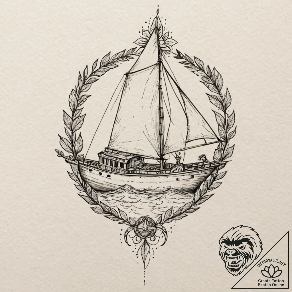 A neo-traditional tattoo of the serenity ship... - tattoo sketch (№1751959540_0, 08.07.2025 07:25) — tattoovalue.net