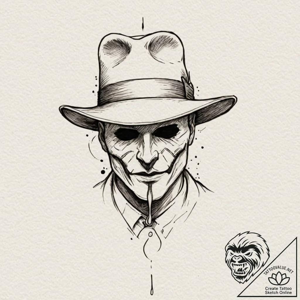 A sketch of rorschach, with his shifting inkb... - tattoo sketch (№1751959855_0, 08.07.2025 07:30) — tattoovalue.net