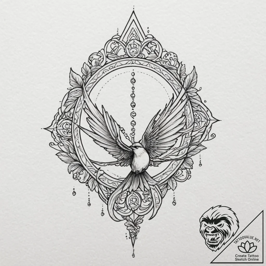 A minimalist tattoo of zireael, ciri's swallo... - tattoo sketch (№1751960008_0, 08.07.2025 07:33) — tattoovalue.net