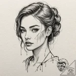 A sketch of the main character from her, with… – tattoo sketch (№1751960257_0, 08.07.2025 07:37) — tattoovalue.net