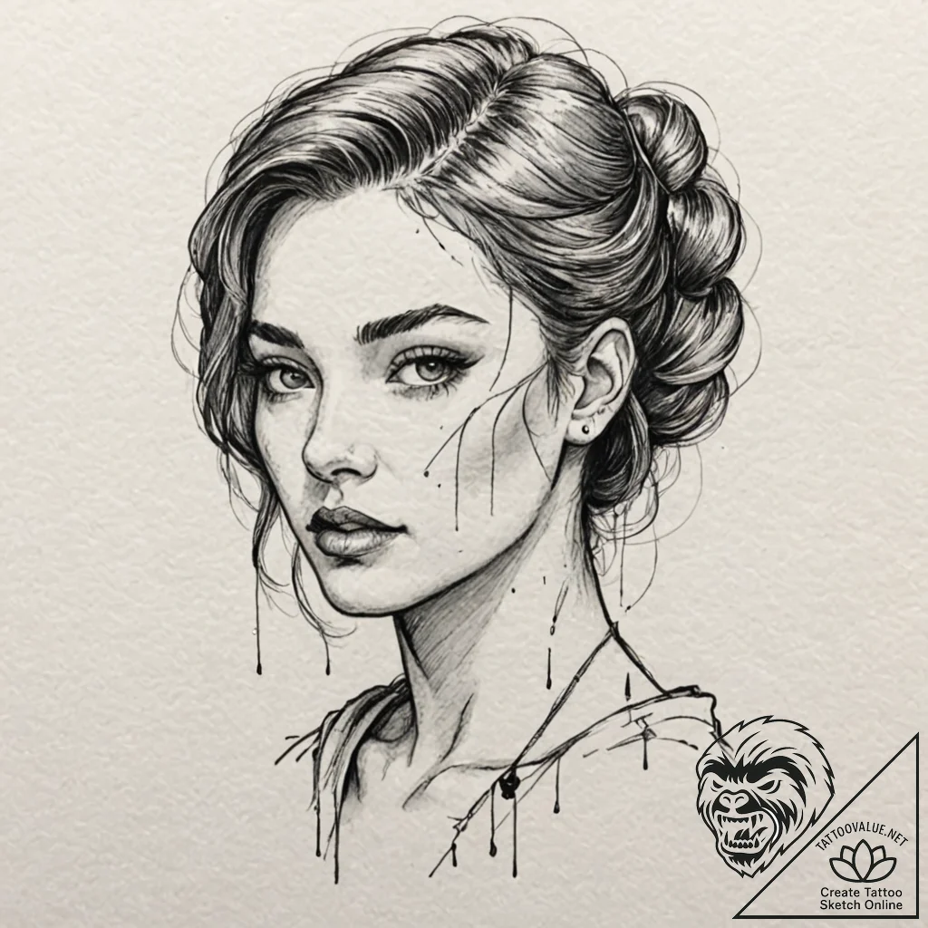 A sketch of the main character from her, with... - tattoo sketch (№1751960257_0, 08.07.2025 07:37) — tattoovalue.net
