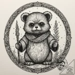 Neo-traditional tattoo of an ewok, fierce but… – tattoo sketch (№1751960341_0, 08.07.2025 07:39) — tattoovalue.net