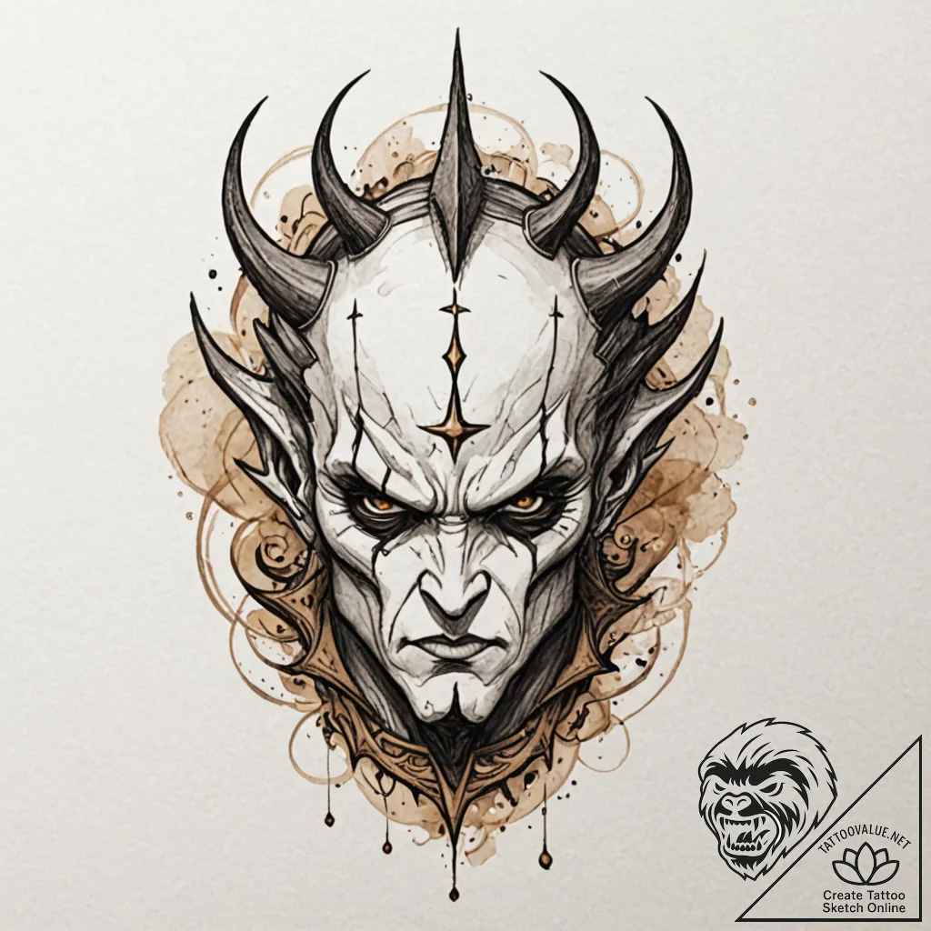 A neo-traditional tattoo of morpheus's helm f... - tattoo sketch (№1751961939_0, 08.07.2025 08:05) — tattoovalue.net