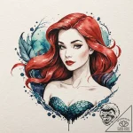 A watercolor sketch of ariel from the little… – tattoo sketch (№1751962108_0, 08.07.2025 08:08) — tattoovalue.net