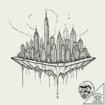 Dystopian city skyline, artistic tattoo sketc… – tattoo sketch (№1751962192_0, 08.07.2025 08:09) — tattoovalue.net